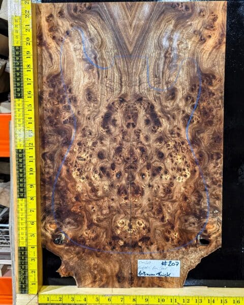 English Elm Burl Guitar & Bass Bookmatched Top Set