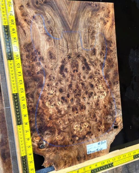 English Elm Burl Guitar & Bass Bookmatched Top Set