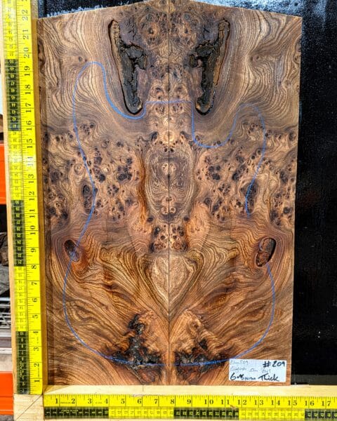 English Elm Burl Guitar & Bass Bookmatched Top Set