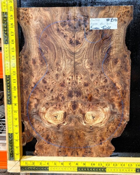 English Elm Burl Guitar & Bass Bookmatched Top Set