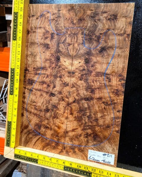 English Elm Burl Guitar & Bass Bookmatched Top Set