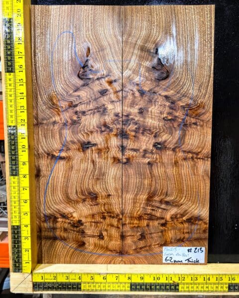 English Elm Burl Guitar & Bass Bookmatched Top Set