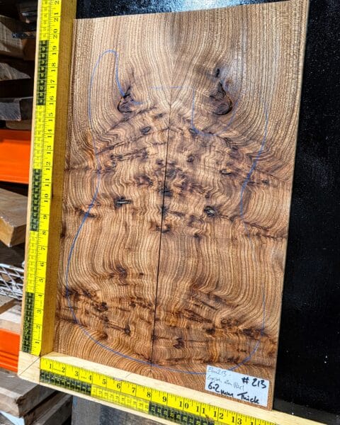 English Elm Burl Guitar & Bass Bookmatched Top Set