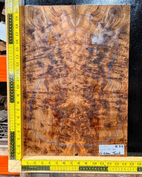 English Elm Burl Guitar & Bass Bookmatched Top Set