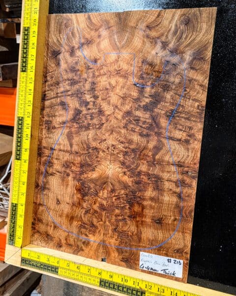 English Elm Burl Guitar & Bass Bookmatched Top Set