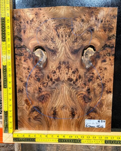 English Elm Burl Guitar & Bass Bookmatched Top Set