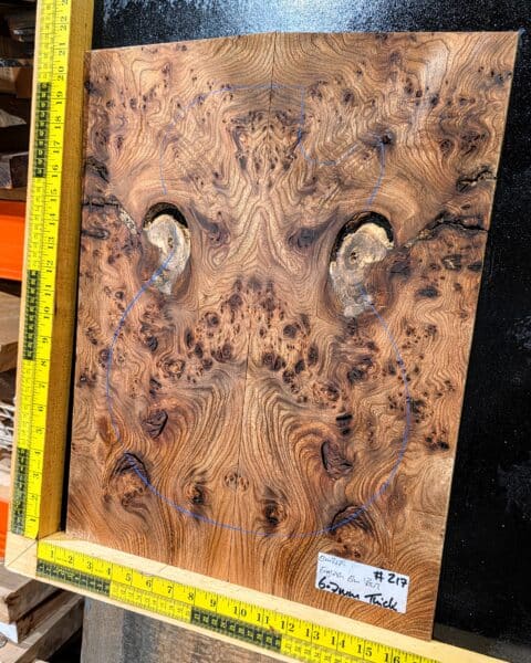 English Elm Burl Guitar & Bass Bookmatched Top Set