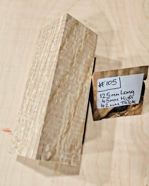 Spalted Ripple Ash Knife Handle Scales Block