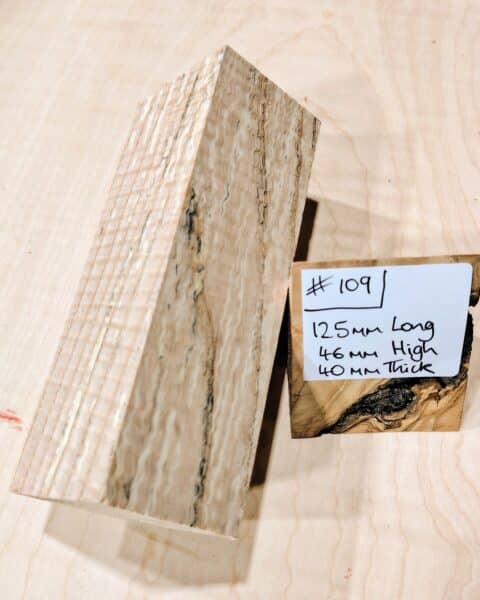 Spalted Ripple Ash Knife Handle Scales Block