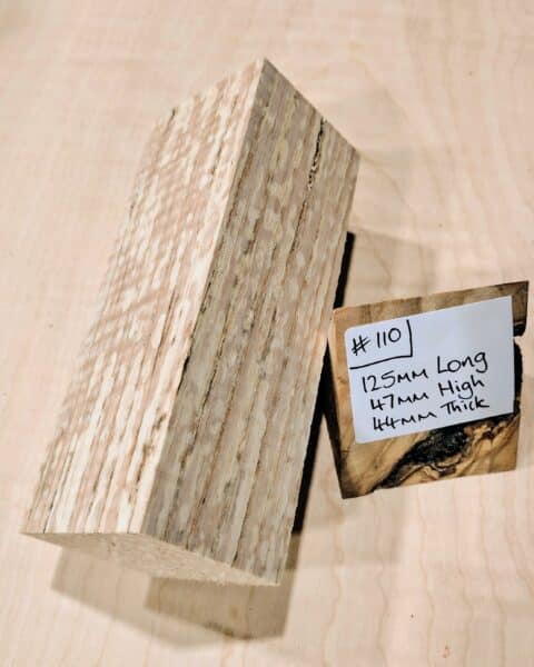 Spalted Ripple Ash Knife Handle Scales Block