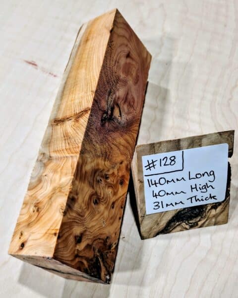 Figured Yew Knife Handle Scales Block