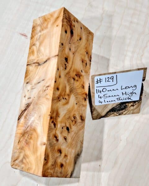 Figured Yew Knife Handle Scales Block