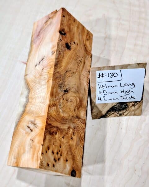 Figured Yew Knife Handle Scales Block