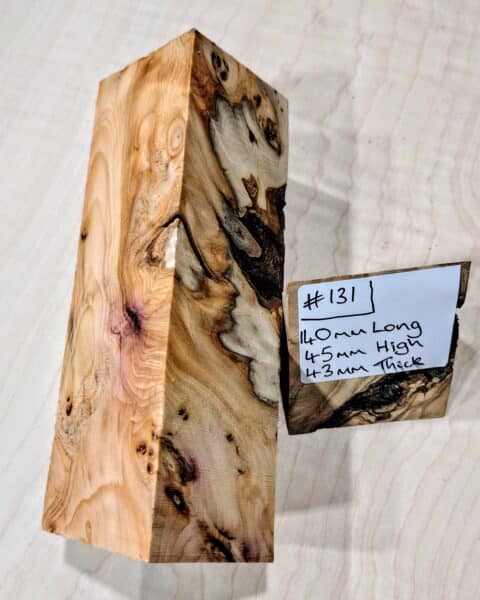 Figured Yew Knife Handle Scales Block