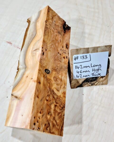 Figured Yew Knife Handle Scales Block
