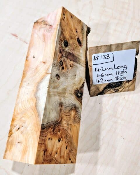 Figured Yew Knife Handle Scales Block