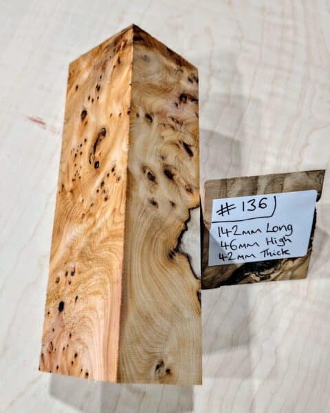 Figured Yew Knife Handle Scales Block