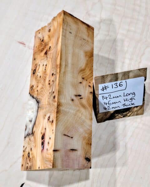 Figured Yew Knife Handle Scales Block