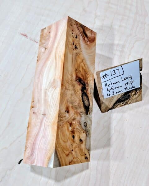 Figured Yew Knife Handle Scales Block