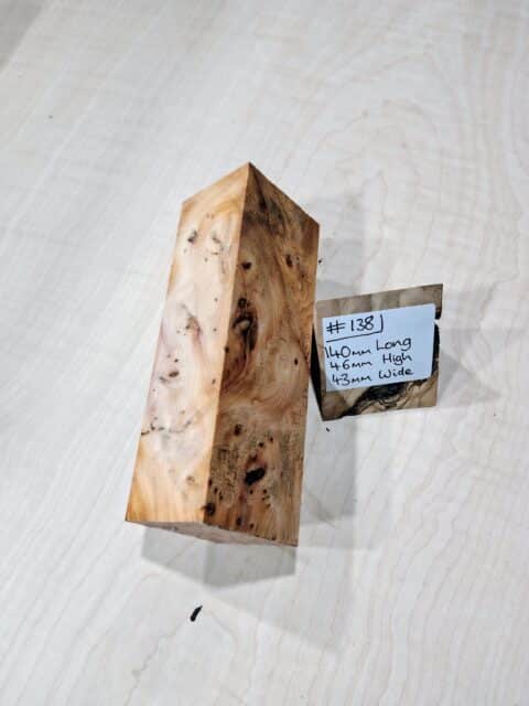 Figured Yew Knife Handle Scales Block