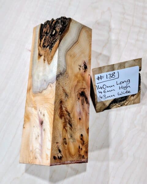 Figured Yew Knife Handle Scales Block