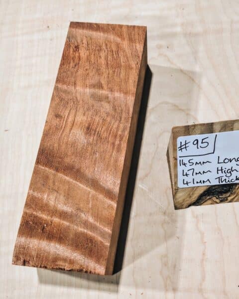 Ancient Quilted Redwood Knife Handle Scales Block