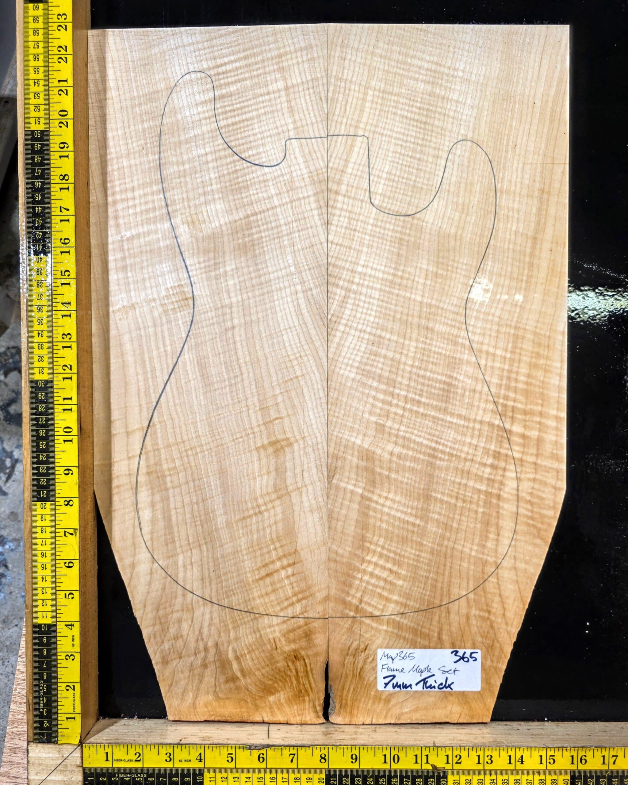 4A Grade Flame Maple Guitar Top Set – Bookmatched Drop Top