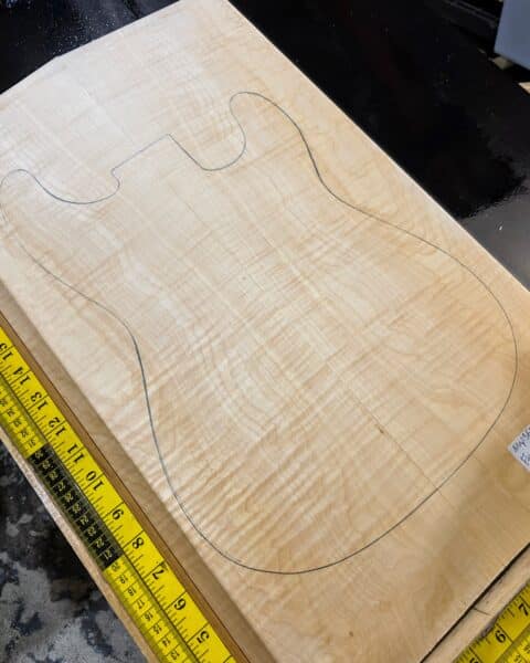 3A flame maple bookmatched guitar top set with strong figure for electric guitar build - Close Up