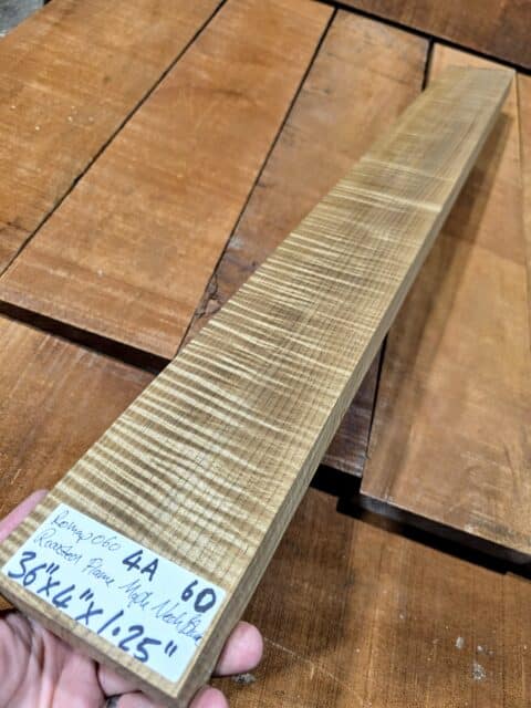 4A Roasted Flame Maple Guitar & Bass Making Neck Blank, Quarter Sawn