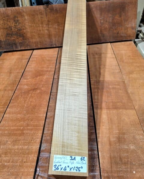 4A Roasted Flame Maple Guitar & Bass Making Neck Blank, Quarter Sawn
