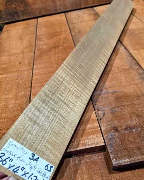 3A Roasted Flame Maple Guitar & Bass Making Neck Blank, Quarter Sawn